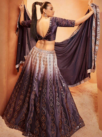 Amazing Purple Sequins Embroidered Velvet Lehenga Choli